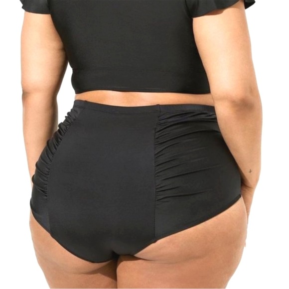 🆕 Torrid High Rise Tummy Control Black Ruched Swim Bathing Suit Bottom 1X💕 - Picture 8 of 9